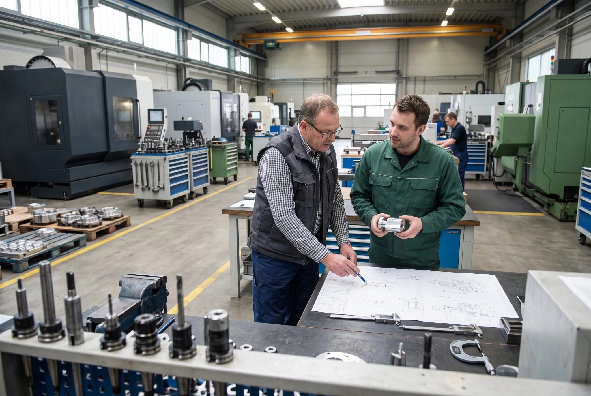 Technisches Fachgespräch in der Fertigung